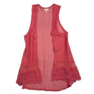 Self Esteem XL Juniors Lace Cardigan Coral Open Front Y2K Mermaidcore Coquette